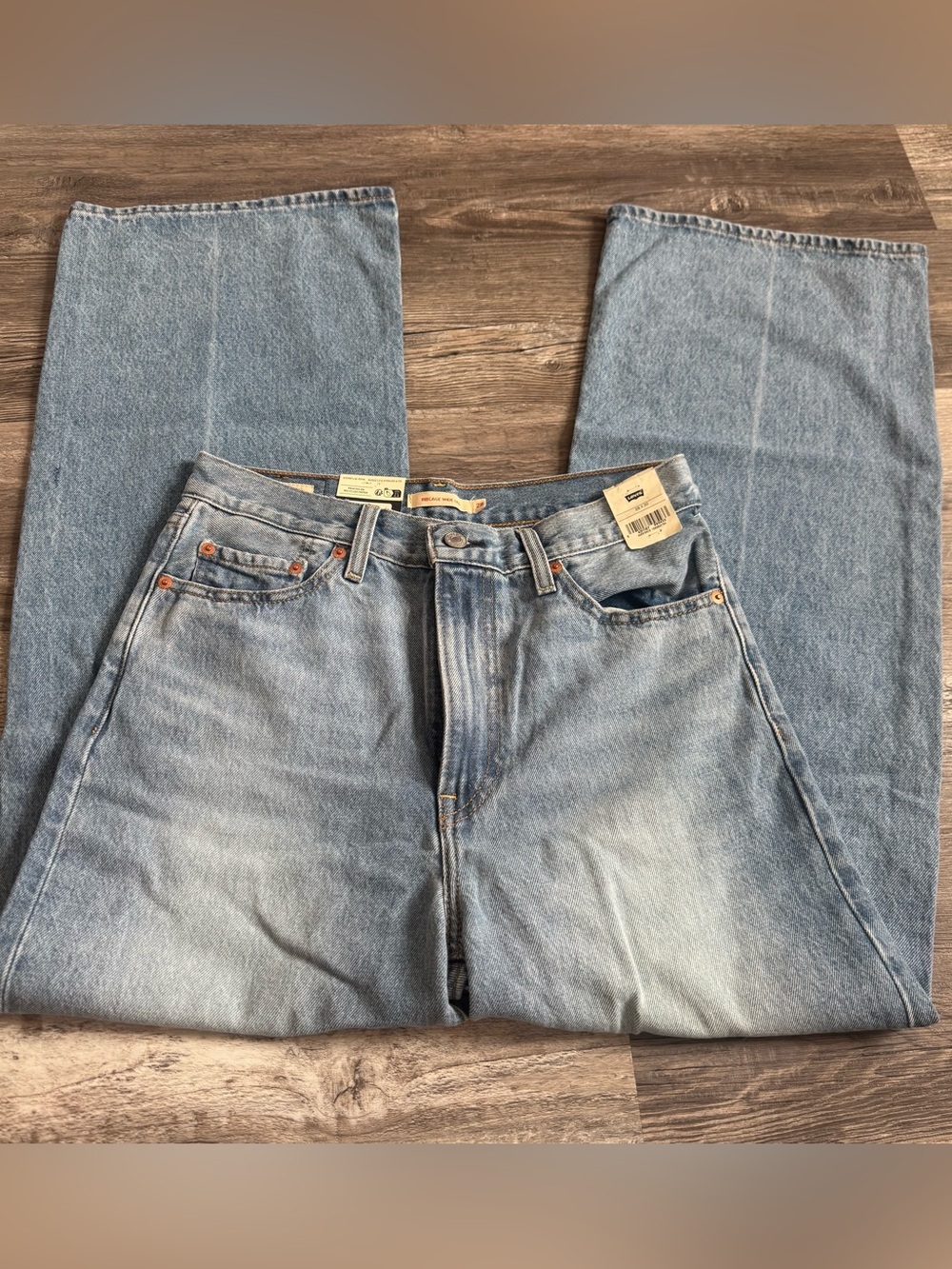 Levi’s high rise ribcage wide leg jeans